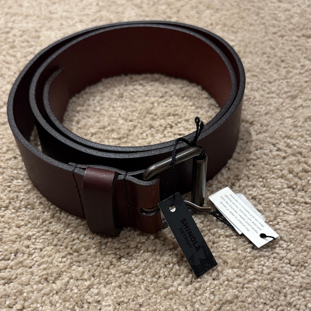 Shinola Men's Dark Brown Leather Belt Size 34 NWT